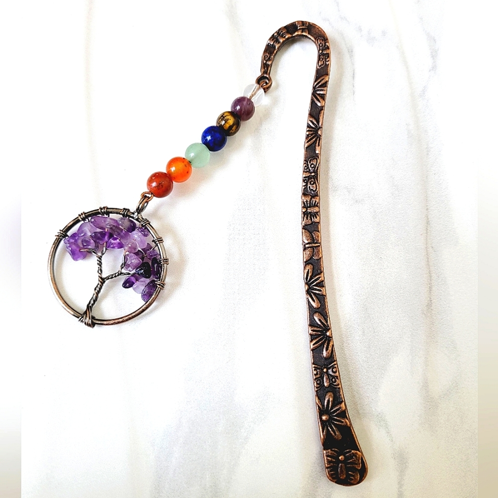 Amethyst Tree of Life Chakra Reiki Healing Bookmark Cascading Pendant